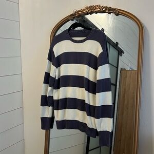 Brandy Melville Striped Blue and White Oversized Sweater